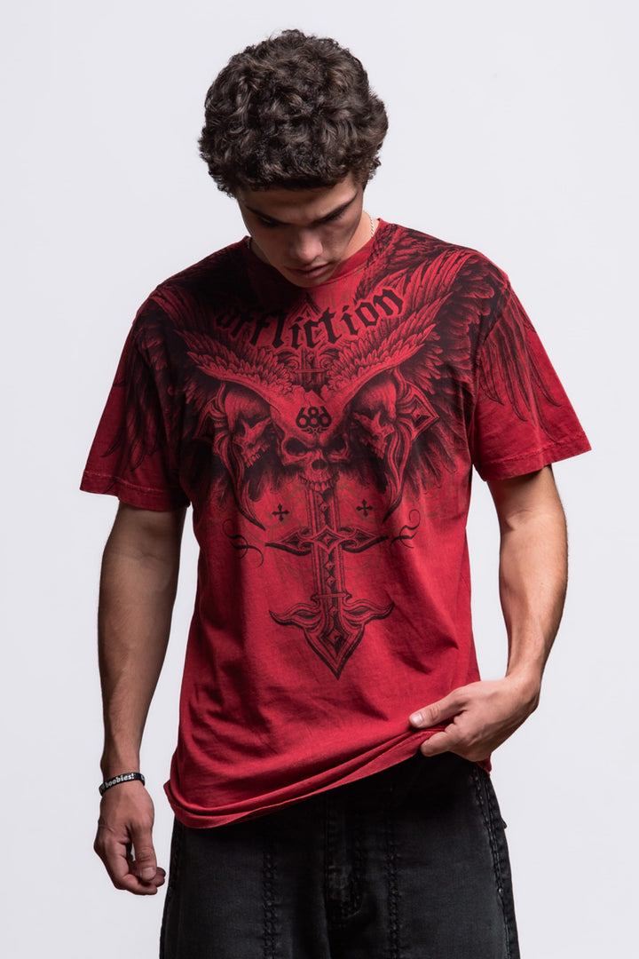 686 Affliction Death Eyes SS Tee — DIRTY RED LAVA WASH