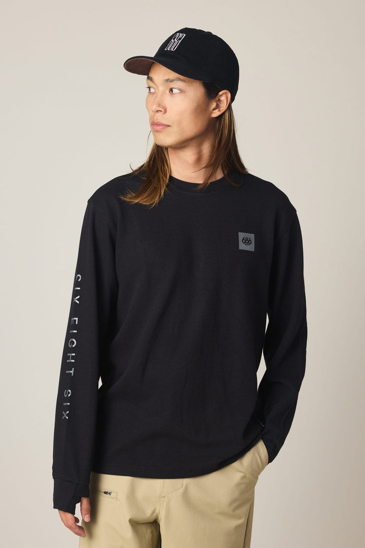 686 Men's Let's Chill Waffle LS Crew — BLACK