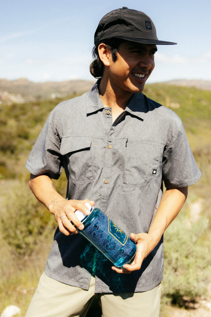 686 Men's Canopy Perforated Button Up — HEATHER CHARCOAL (vista 2)