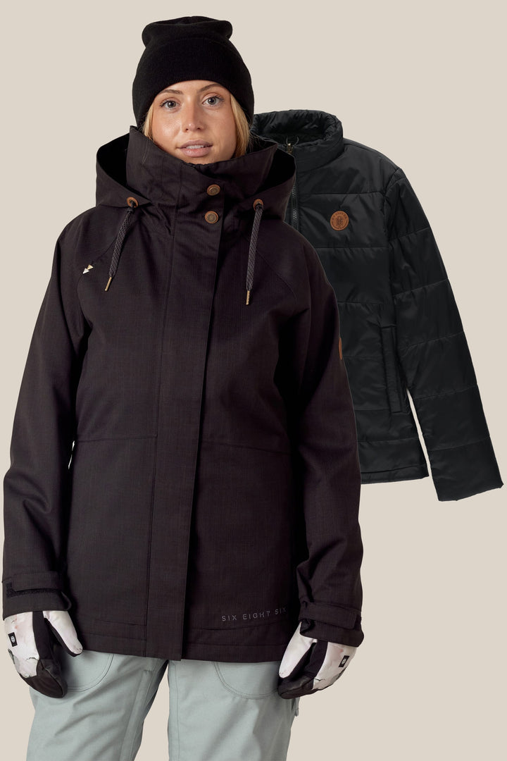 686 Women's Smarty 3-In-1 Spellbound Jacket — BLACK HERRINGBONE