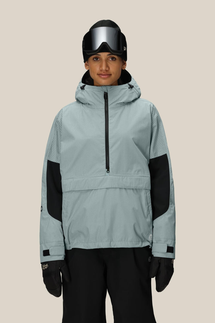 686 Women's Outline Shell Anorak — DUSTY MARINE GRID