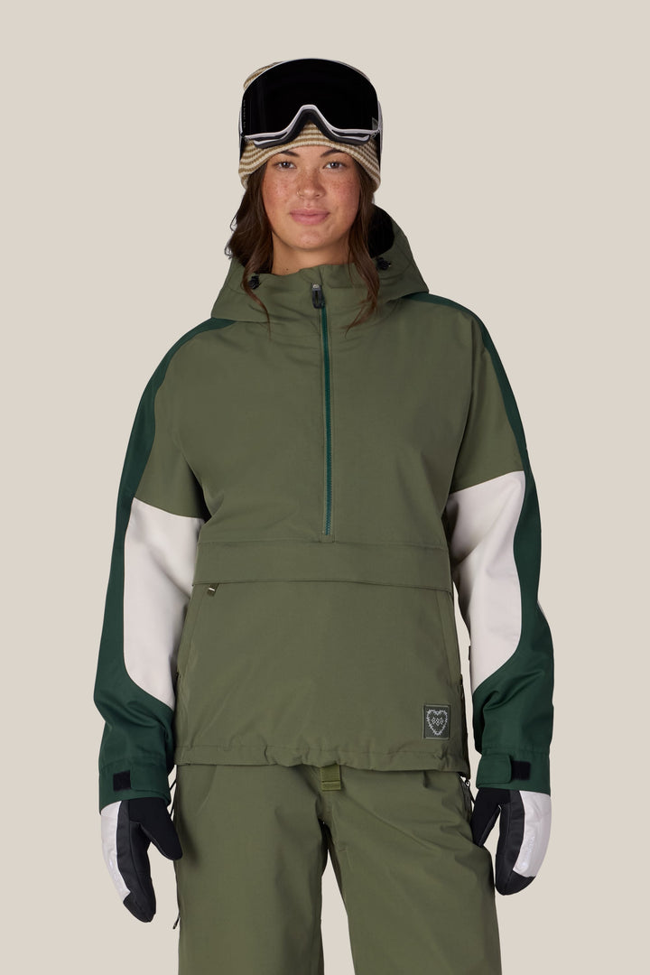 686 Women's Outline™ Shell Anorak — FATIGUE GREEN COLORBLOCK
