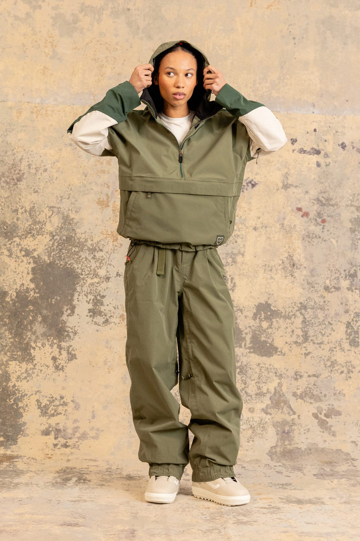 686 Women's Outline™ Shell Anorak — FATIGUE GREEN COLORBLOCK (vista 2)