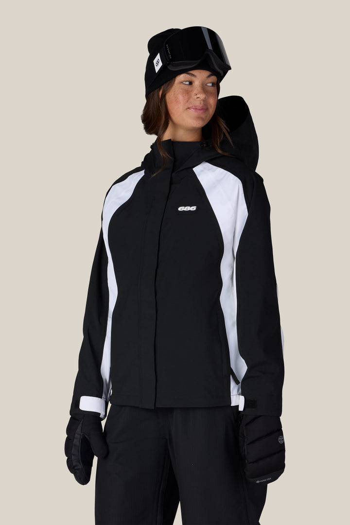 686 Women's Hologram™ Shell Jacket — BLACK WHITE COLORBLOCK