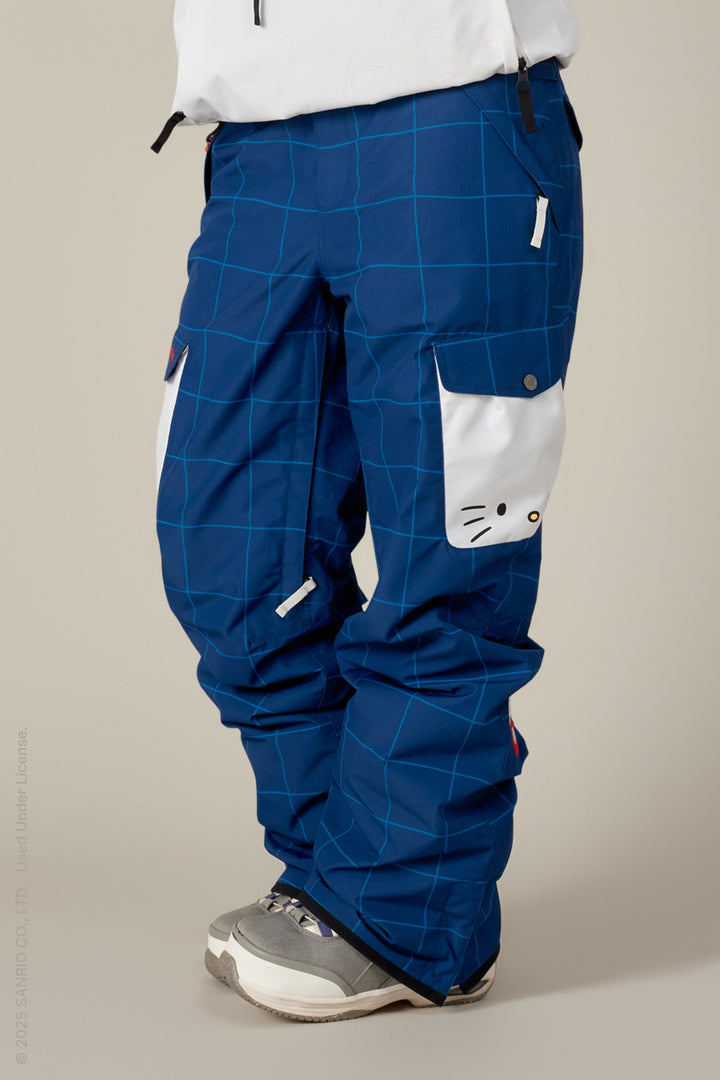 686 Women's Aura Insulated Cargo Pant — HELLO KITTY BLUE GRID COLORBLOCK