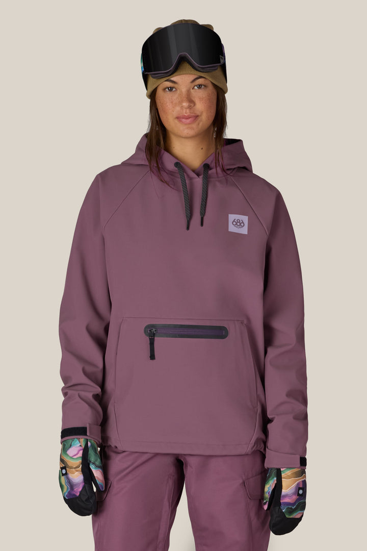 686 Women's Waterproof Hoody — BLACK PLUM