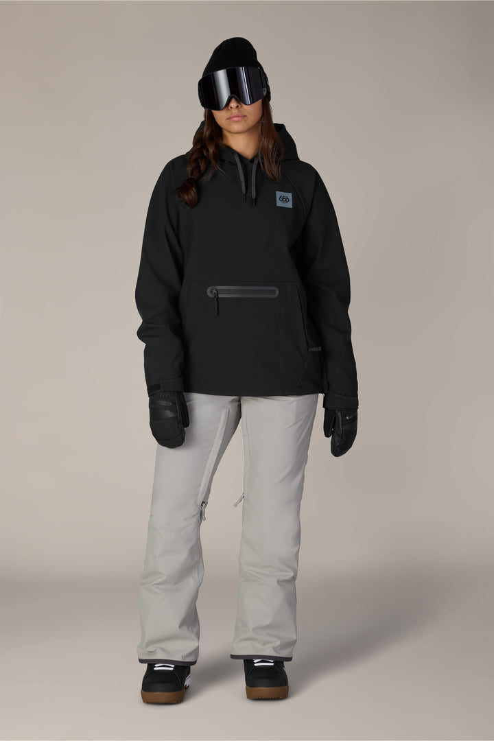 686 Women's Waterproof Hoody — BLACK (vista 2)