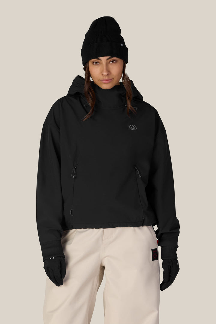 686 Women's Waterproof Team Crop Hoody — BLACK
