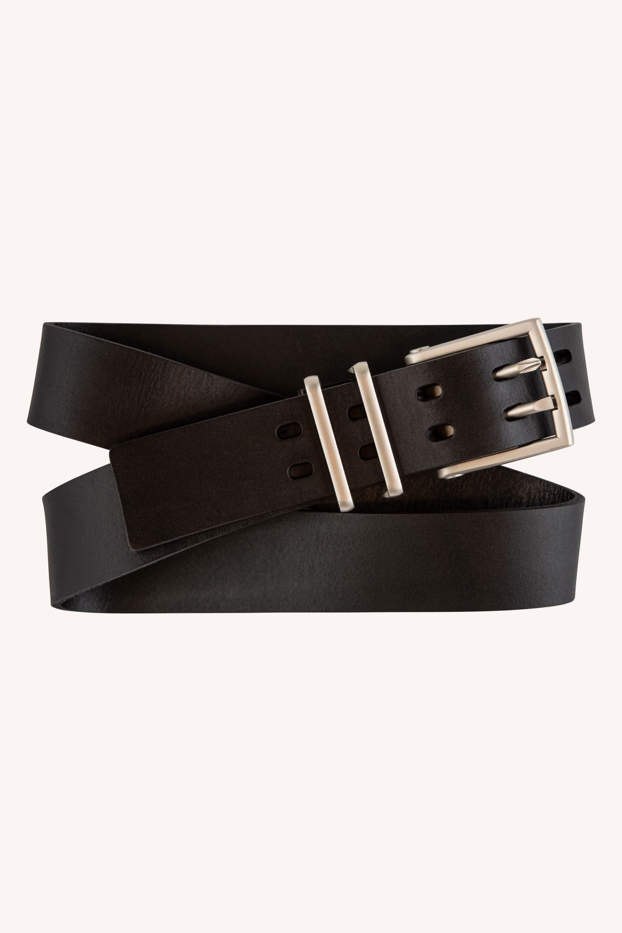 The 686 Westwell Voyager Belt by Westwell features dark brown coiled leather, a silver rectangular buckle, and two loops, shown against a plain light background.