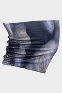 The 686 Youth Ultra Face Warmer is a stretchy, seamless neck gaiter featuring a black, grey, and white marbled pattern.