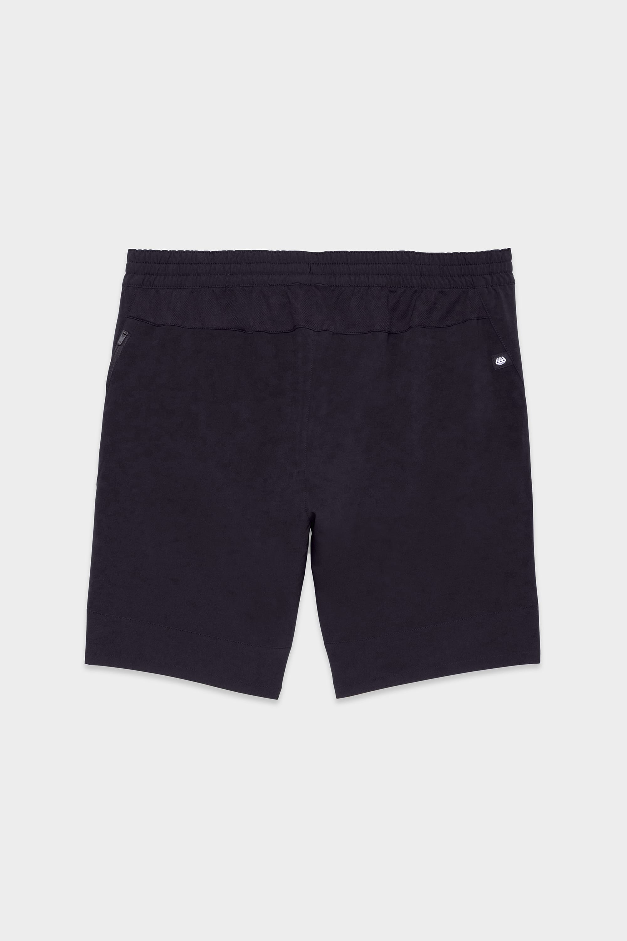 The 686 Mens ATP Stretch Performance Short features an elastic waistband, side pockets, and a small white logo on the left pocket, shown flat on a white background.