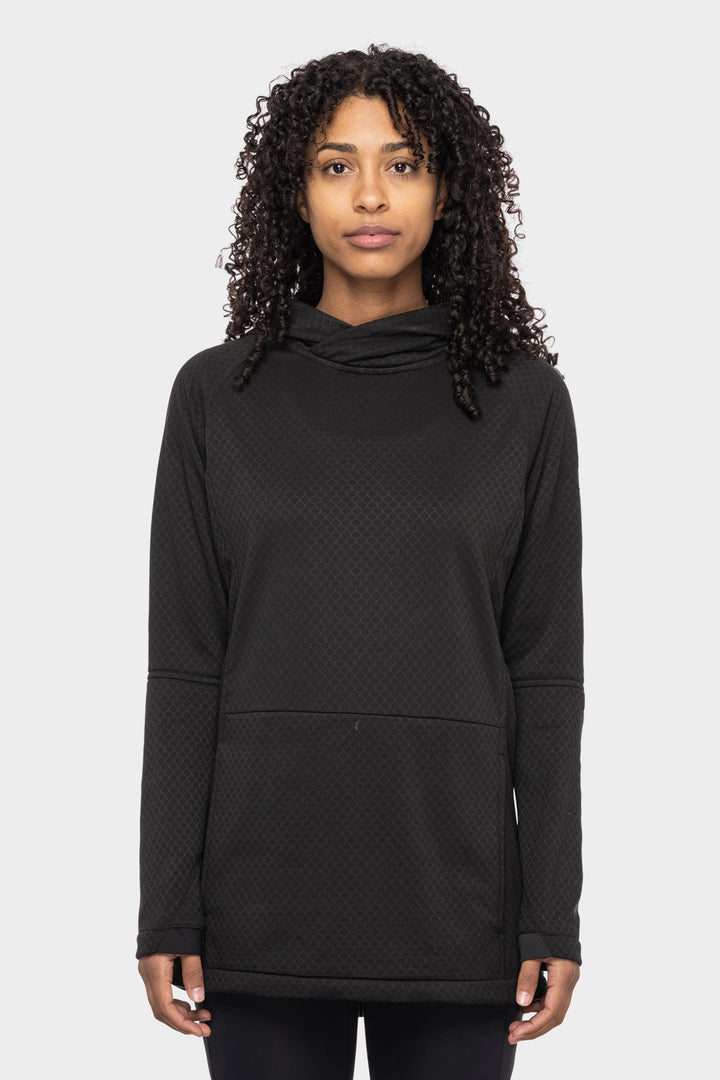 686 Women's Mission Grid Fleece Hoody — BLACK (vista 2)